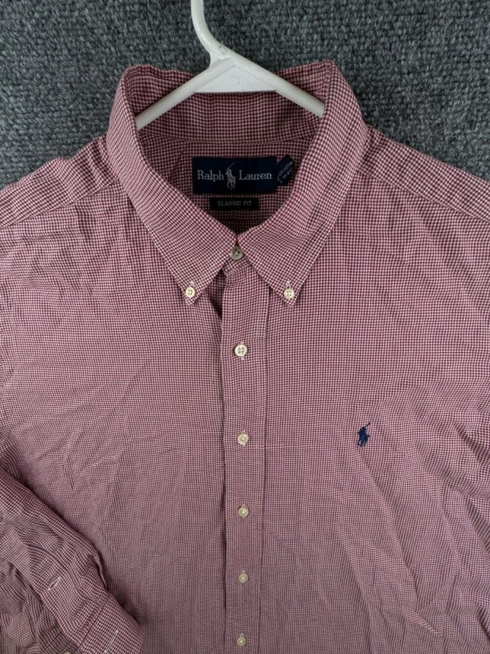 Ralph Lauren Men Long Sleeve Button Up Shirt Adult Red Houndstooth Classic XL